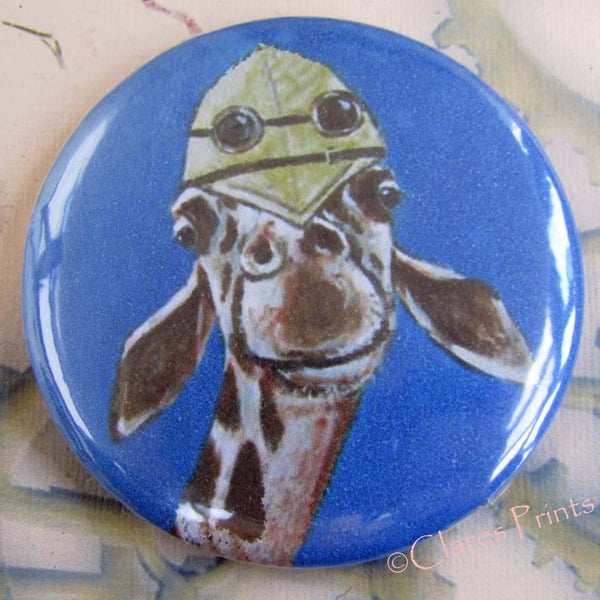 Steampunk Giraffe Art Badge 58mm Button Animal Badges Cats Pith Helmet