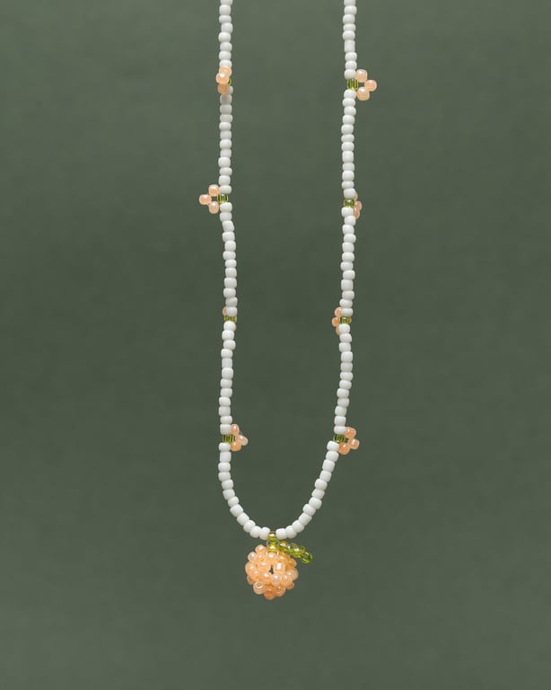 Beaded Peach Pendant Necklace - Smoothie Collection.