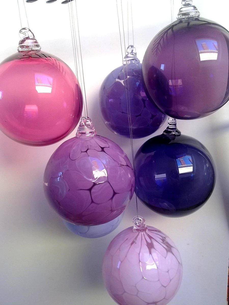  Purple Amethyst Hand Blown Glass Bauble, Christmas Ornament, 