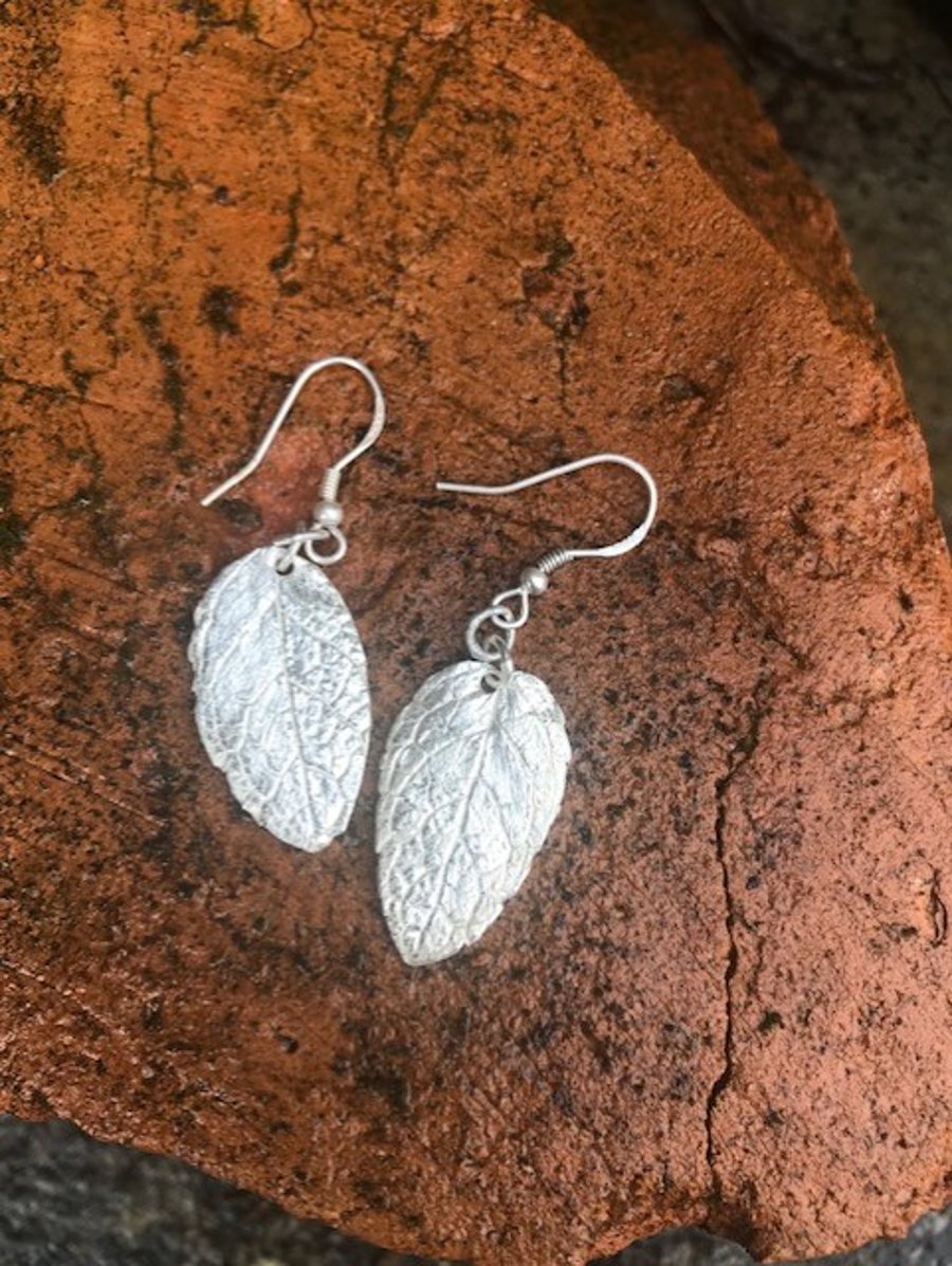 Fine Silver Leaf Earrings