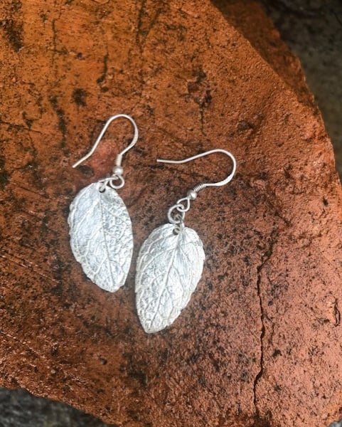 Fine Silver Leaf Earrings
