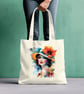 Woman With a Summer Hat Tote  Cotton Shopping Bag.
