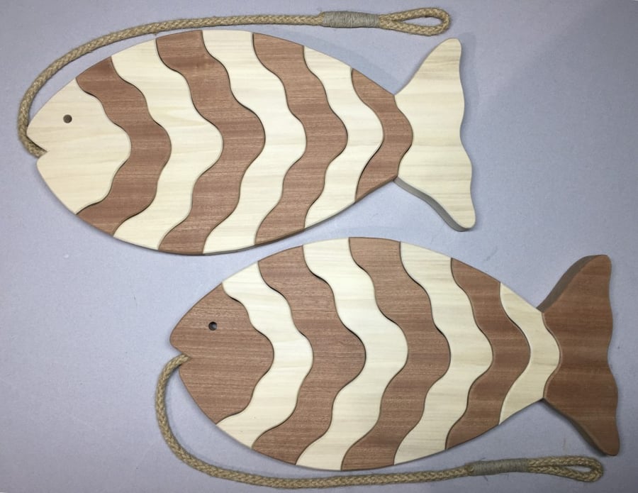 Stripy Fish Trivet in Sapele and Tulipwood