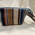 Smart striped toiletry or cosmetic bag, men or women