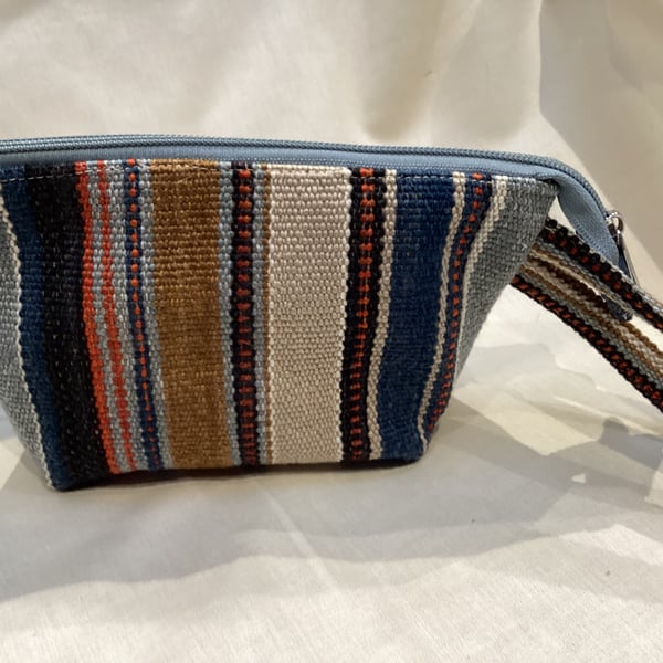 Smart striped toiletry or cosmetic bag, men or women