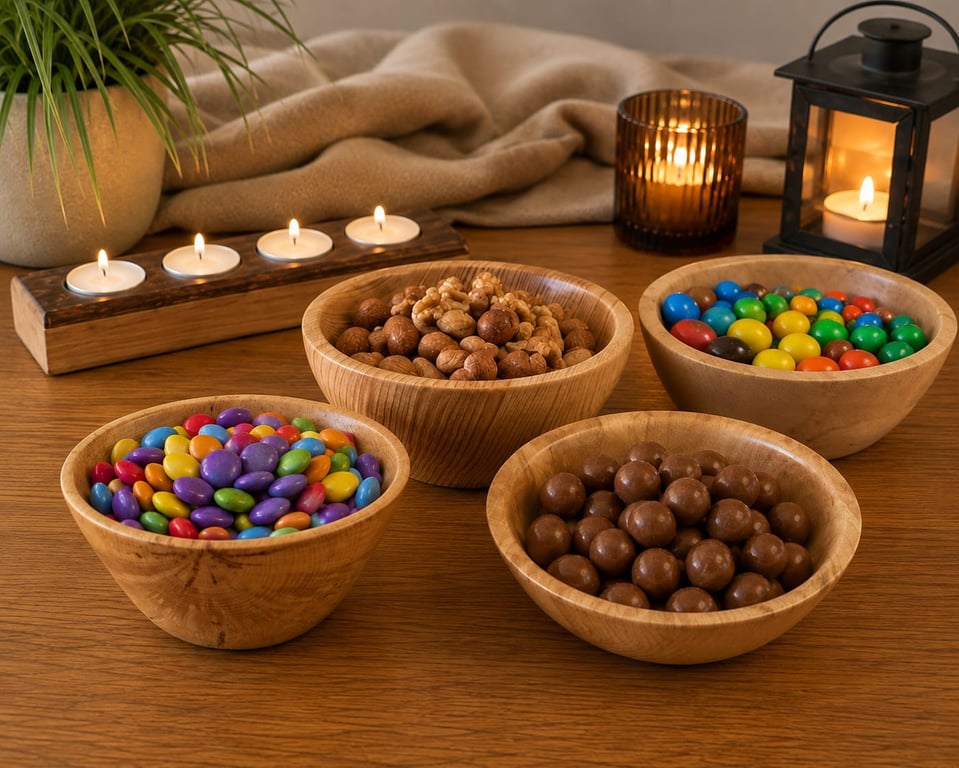 Set of 4 handturned wooden bowls, handmade wooden serving bowls. 