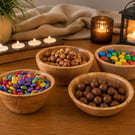 Set of 4 handturned wooden bowls, handmade wooden serving bowls. 