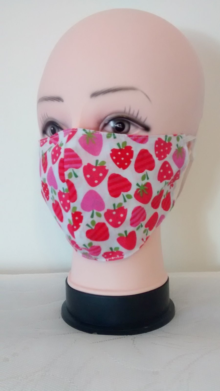 Handmade 3 layers strawberries reusable adult face mask.