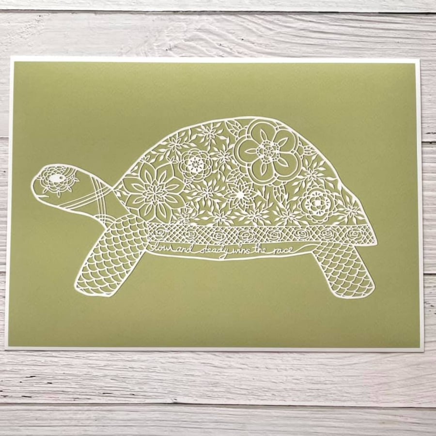 Papercut Tortoise - Tortoise Fine Art Print from an original papercut