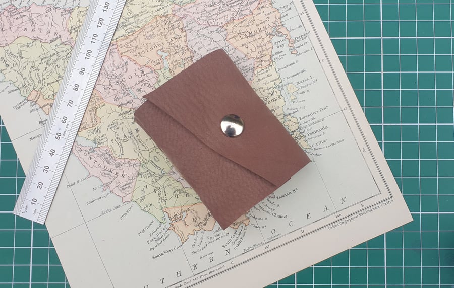 Handmade Leather Journal - Tiny Size 3 x 2 - Hand-Stitched - Brown
