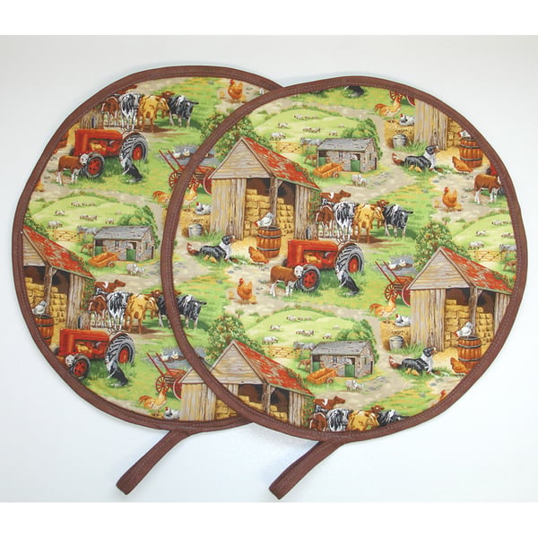 Aga Hob Lid Mats Pads Farm Round Covers With Loop Farm Red Tractor