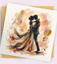 Wedding Card – Expressive Bride & Groom Square Greeting Card