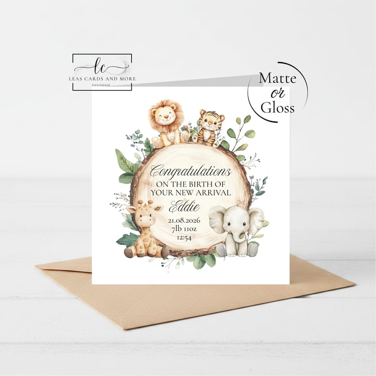New Baby Safari Congratulations Card