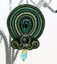 Green Soutache Brooch Malachite Statement Brooch Handmade Textile Brooch Gift  - Image 5