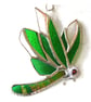 Dragonfly Suncatcher Stained Glass Green Closed Wing