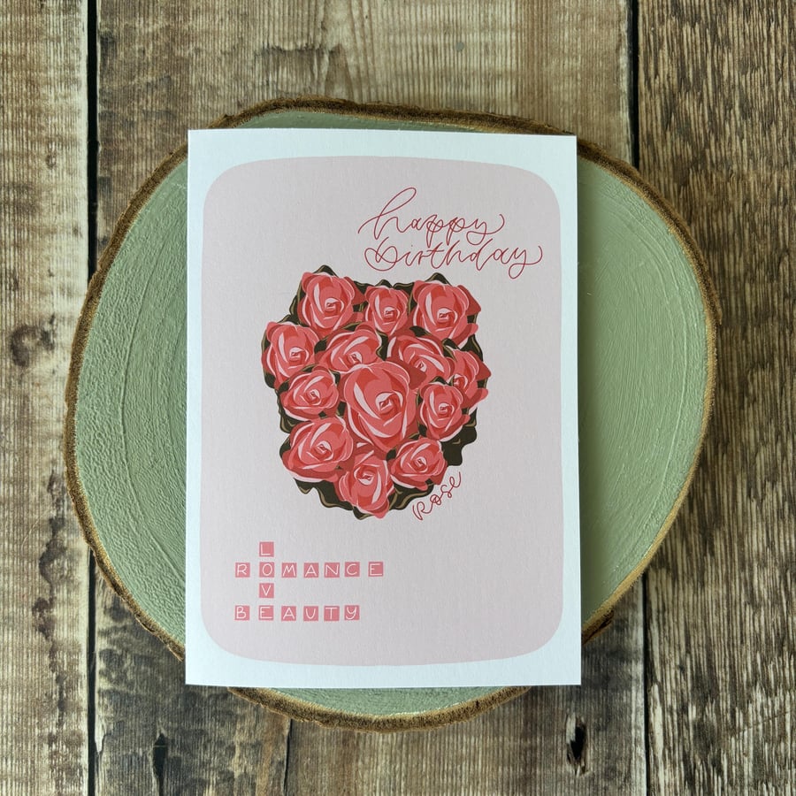 Rose Birthday Card: June Birth Flower Greeting Card