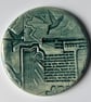 Textured Ceramic Plaque: Harp and Birds - Image 1