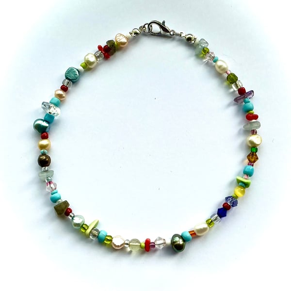 Multi Coloured Beaded Anklet - Made to order