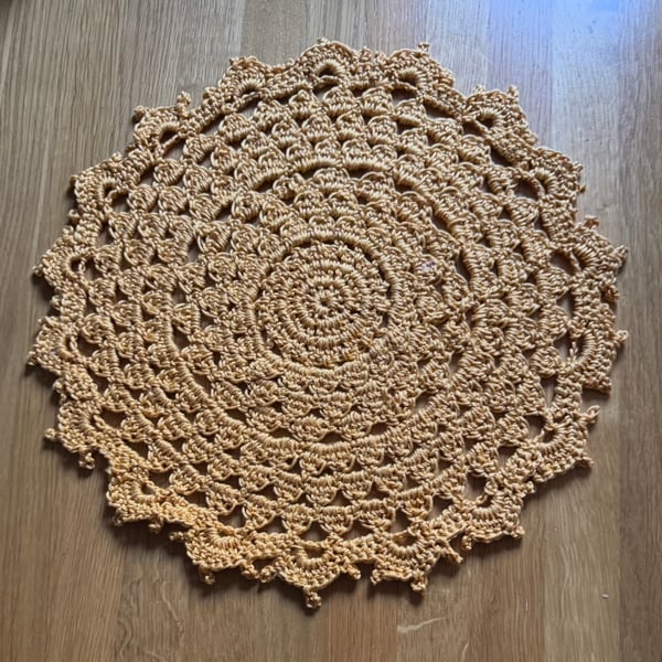 Mustard Seedhead Placemat and Coaster crochet cotton