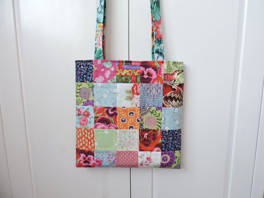 Patchwork Tote Bag  Craft Bag Shopping Bag Book Bag 