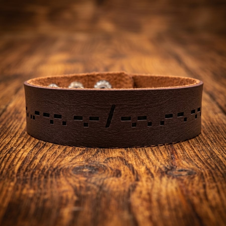 Image of Morse Code Bracelet - Adjustable - Faux Leather - Choice of Colours