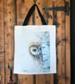 Tawny Owl Tote Bag, Wildlife Art Print Bag, Choice of 2 Heavy Duty Thick Quality