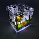 Candle holder, hand painted glass, highland croft