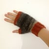 READY TO SHIP Luxury Alpaca Merino Fingerless Gloves Mittens Orange Brown Grey