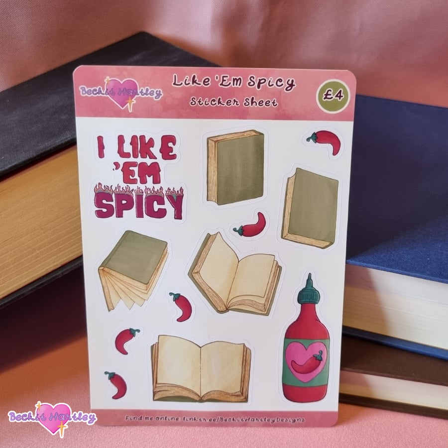 Like Em Spicy Sticker Sheet - Bookish Gifts, Stationery, Stickers