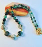 Moss Agate, Crystal & Gold Vermeil Necklace, Birthday, Anniversary, Gift For Her