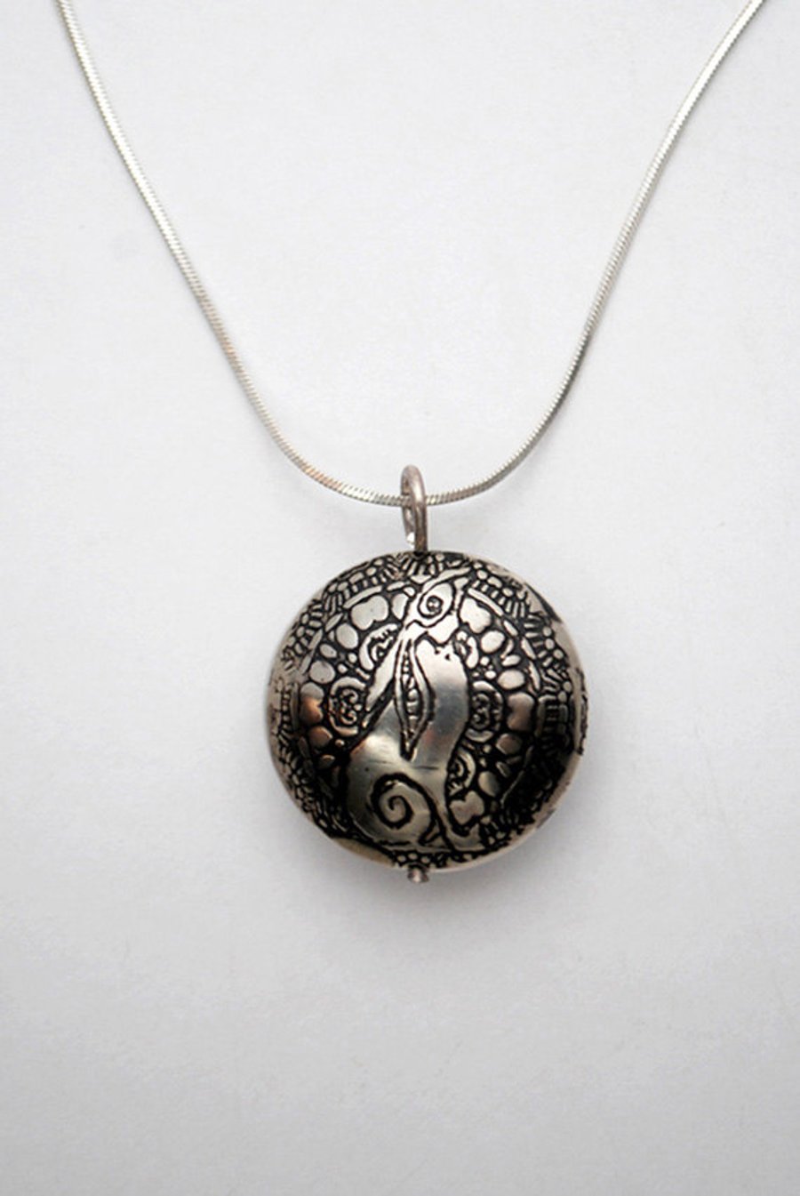Large Sterling silver Moongazing Hare capsule pendant