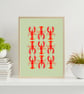 Watercolour Lobster Print - Pink & Orange Lobsters - Coastal Kitchen Wall Art - Image 3