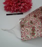 Face mask,  medium, nose wire, 3 layer, adjustable, washable in pink flower  - Image 9