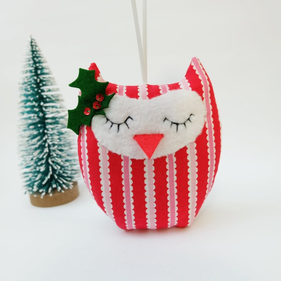 SPECIAL OFFER Owl Christmas Lavender Sachet, Sweet Red Stripe Owl Decoration