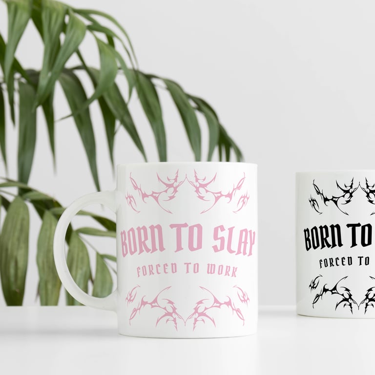 Born To Slay, Forced To Work -  Neo Tribal: Funny Joke Work Mug For Colleague