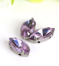 (S18S light purple) 50 Pcs, 5 x 10mm Sew On Crystal Horse Eye Beads, Glass Leaf 