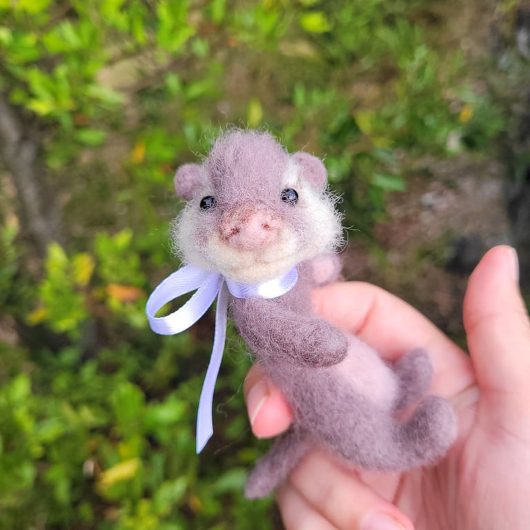 Baby Ota the Felted Otter, Handmade, Poseable, Movable Head, OOAK One-of-a-Kind