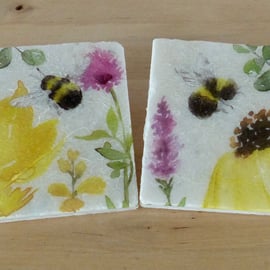 Marble 'Bumble Bee' Coasters
