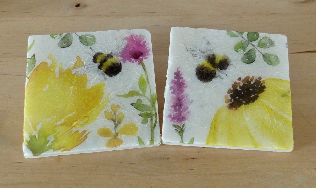Marble 'Bumble Bee' Coasters