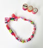 Pink, Magenta, Orange, Lilac, Blue & Green Tudor Petals Liberty Fabric Necklace - Image 1
