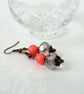 Living coral & crystal vintage style earrings - Image 4