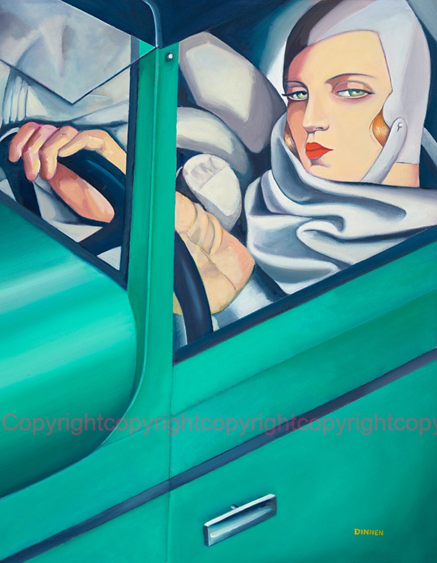 Signed Giclee  X large mounted print of my Lempicka 'Autoportrait' painting 
