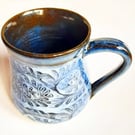 Mug - Hand Thrown Stoneware Ceramic Blue Glazed Mug 