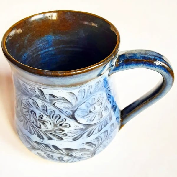 Mug - Hand Thrown Stoneware Ceramic Blue Glazed Mug 