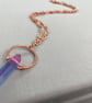 Boho Hammered Copper Rainbow Quartz Point Pendant with Infinity Link Chain - Image 1