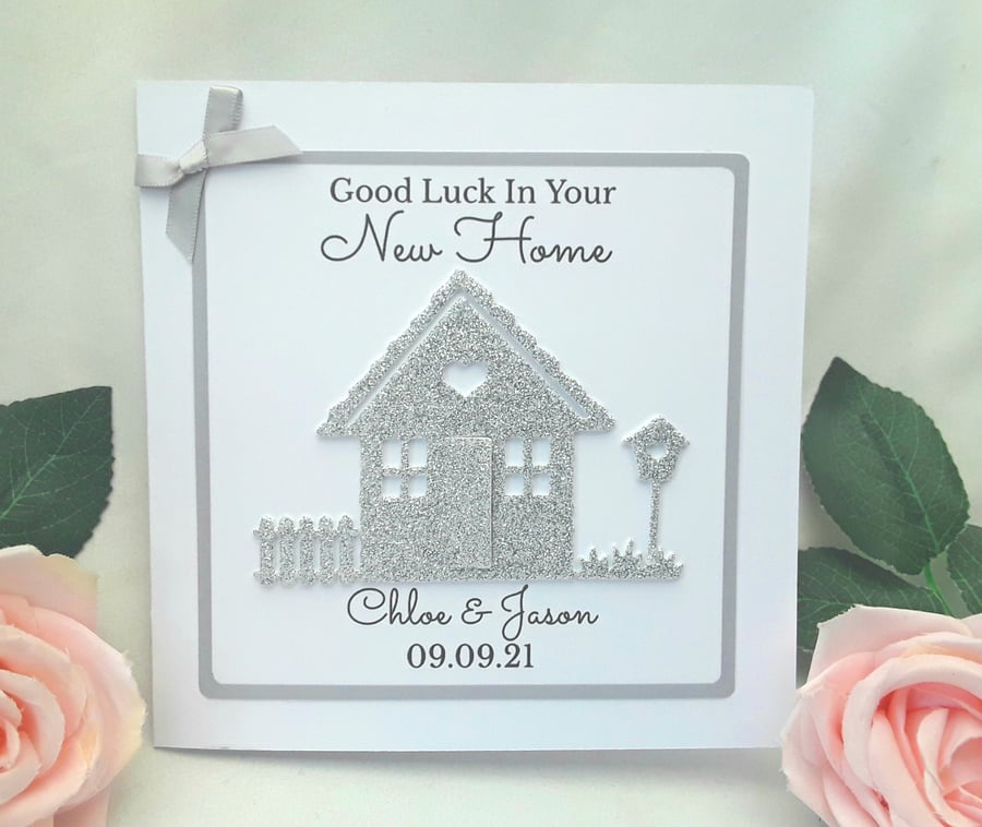 Personalised new home card, glitter new home ca... - Folksy