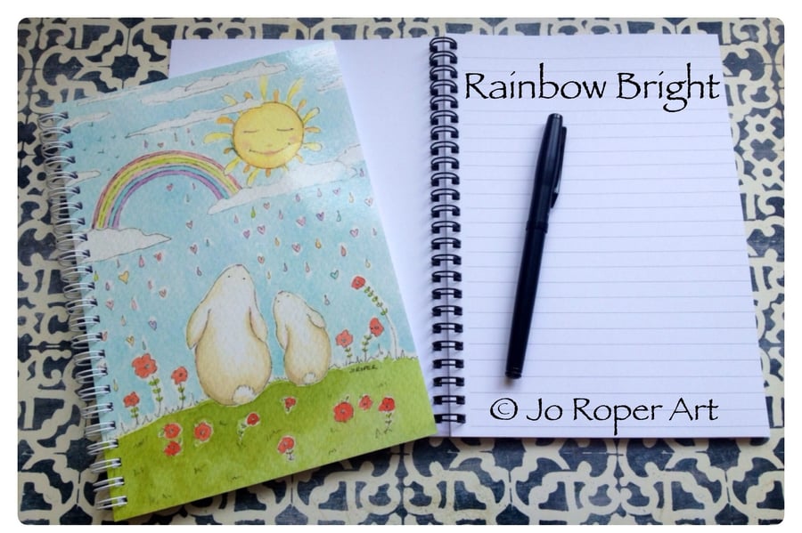 Rainbow Bright Bunny notebook project book by Jo Roper 