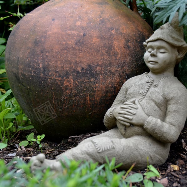 Eric the Relaxing Elf Stone Garden Ornament