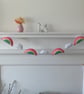 Hand Sewn Garland of Rainbows and Clouds with Bead Raindrops