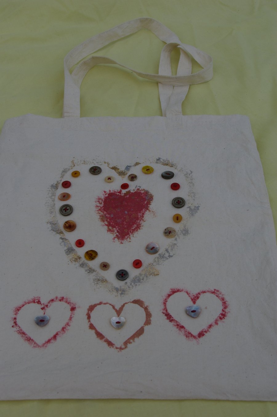 Bag Tote Hearts and Buttons Design